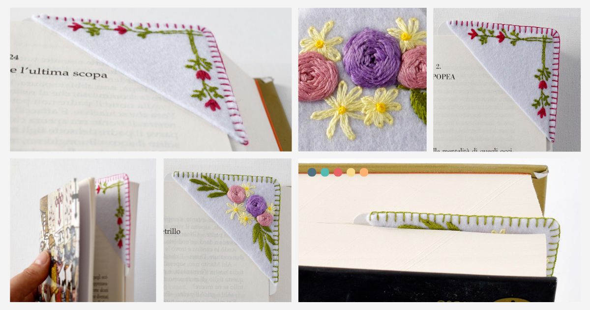 Hand Embroidered Corner Bookmark