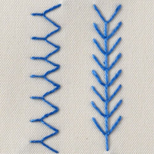 Connected Fly stitch embroidery small