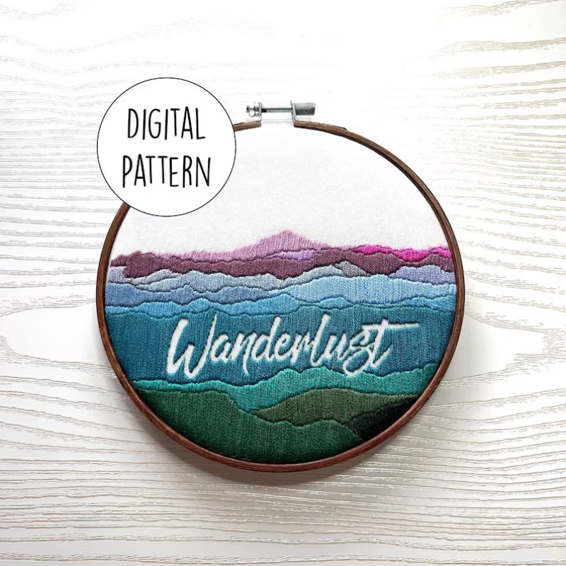 Wanderlust - Digitales Stickmuster von Diving Head First auf Etsy