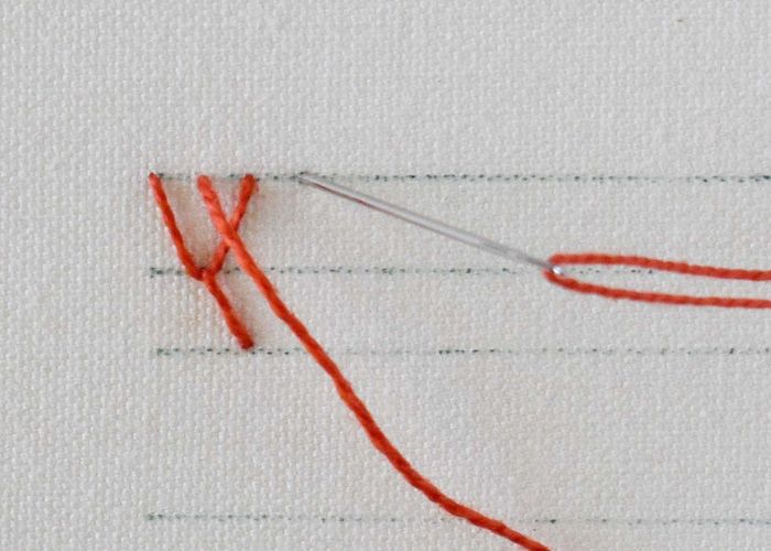 Fußkettchen Stich Handstickerei Schritt 4