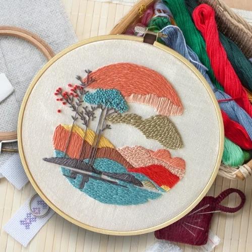 Paesaggi minimi schemi di ricamo paesaggio di helittleartveranda su Etsy