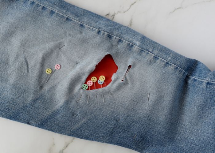 Sashiko Style Mending tutorial - Turn the edge of the hole - image