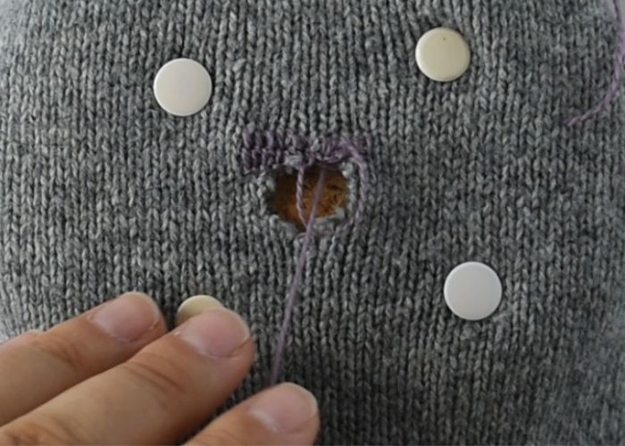 Scotch darning stitch mending tutorial step 5 image