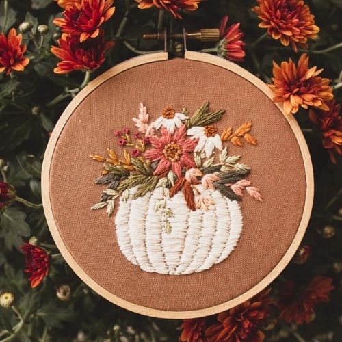 Pumpkin Bouquet Fall embroidery pattern by ByAlyPloof on Etsy